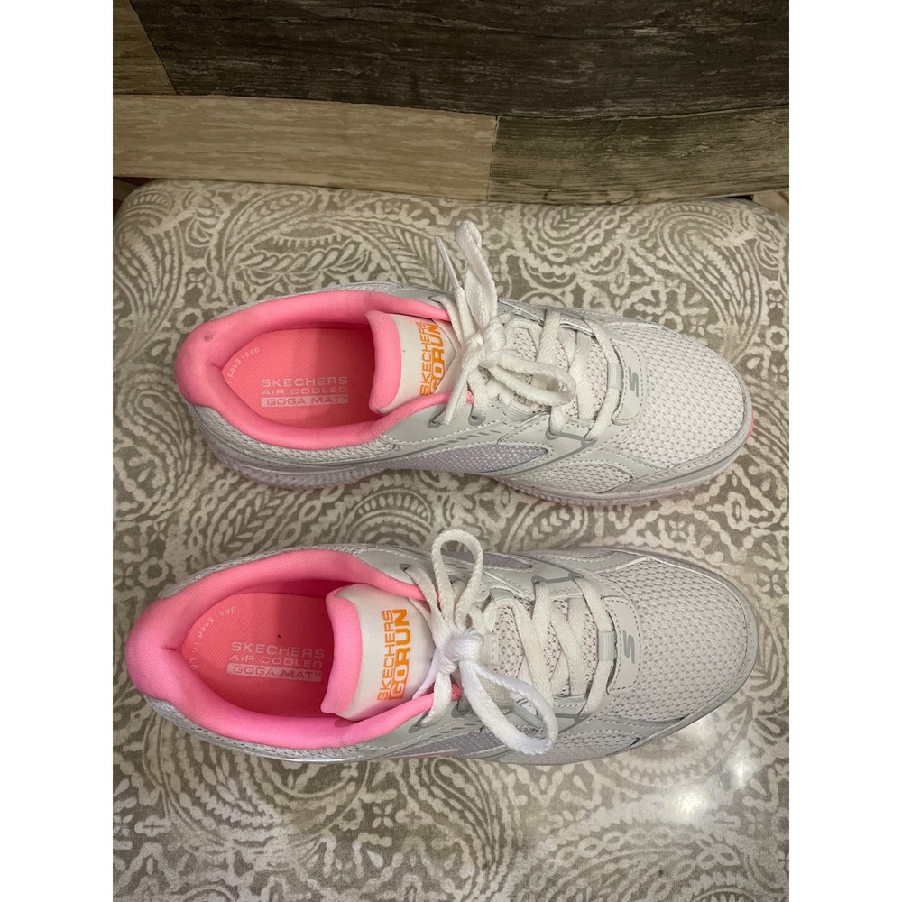 Skechers GO RUN Leather Running Shoes White Pink Accents Women's Size US 6 - Picture 5 of 7